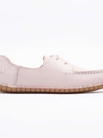 Elegant Beige Lace-Up Loafers for Women Comfortable and Versatile Footwear (K270)