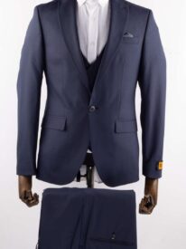 Men's Navy Blue Three-Piece Suit for Weddings and Formal Events