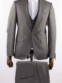 Elegant Men's Gray Three Piece Suit for Weddings and Formal Occasions