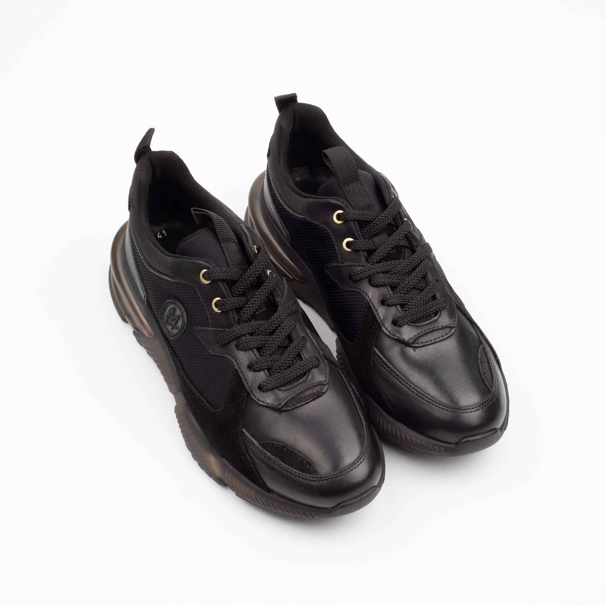 All-Black Leather Sneakers – Sleek Design, Unmatched Comfort(M12419) - Image 2