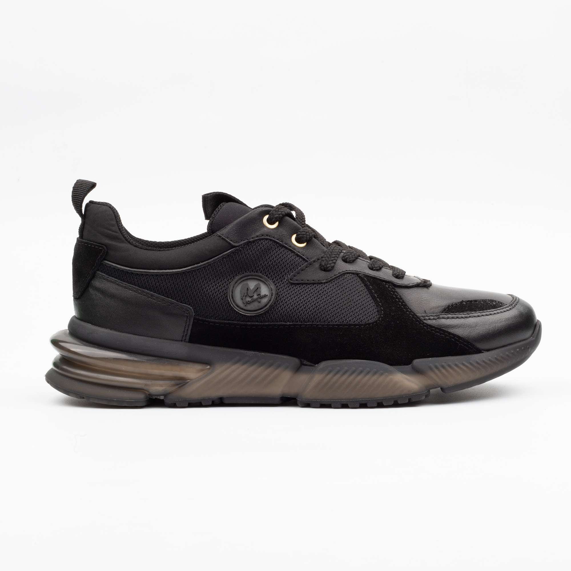 All-Black Leather Sneakers – Sleek Design, Unmatched Comfort(M12419)