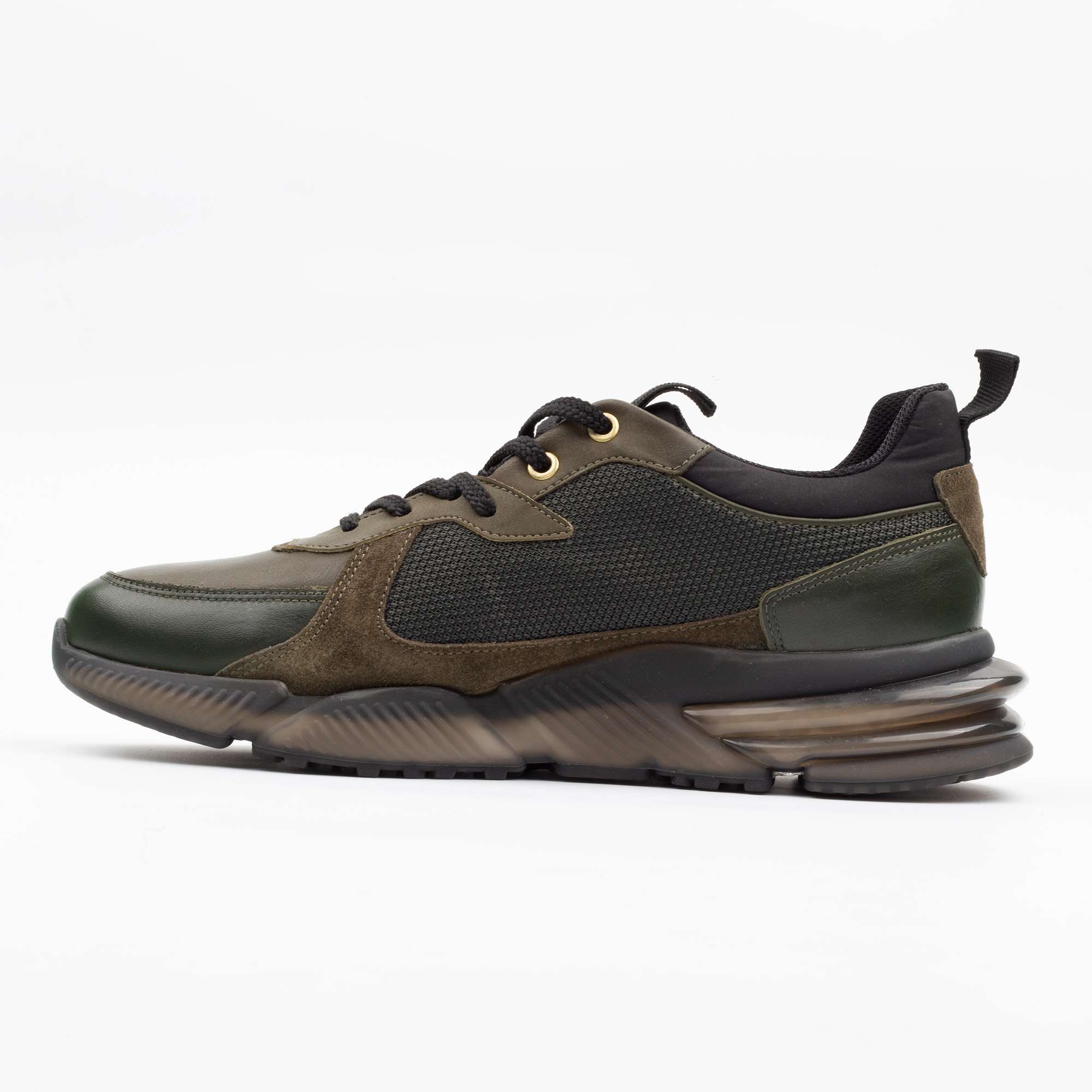 Olive Green Leather Sneakers Rugged Style with Athletic Performance (M12419) - Image 5