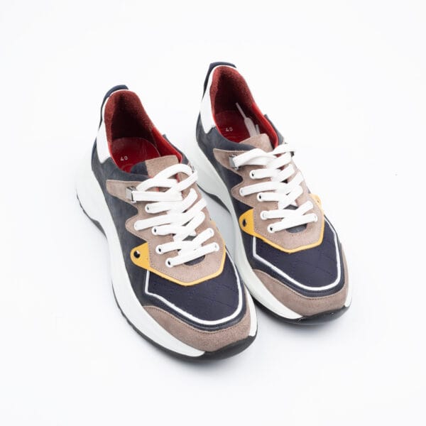 Trendy Navy and Beige Quilted Sneaker for Men - Modern Style and Everyday Comfort (M13182) - Image 2