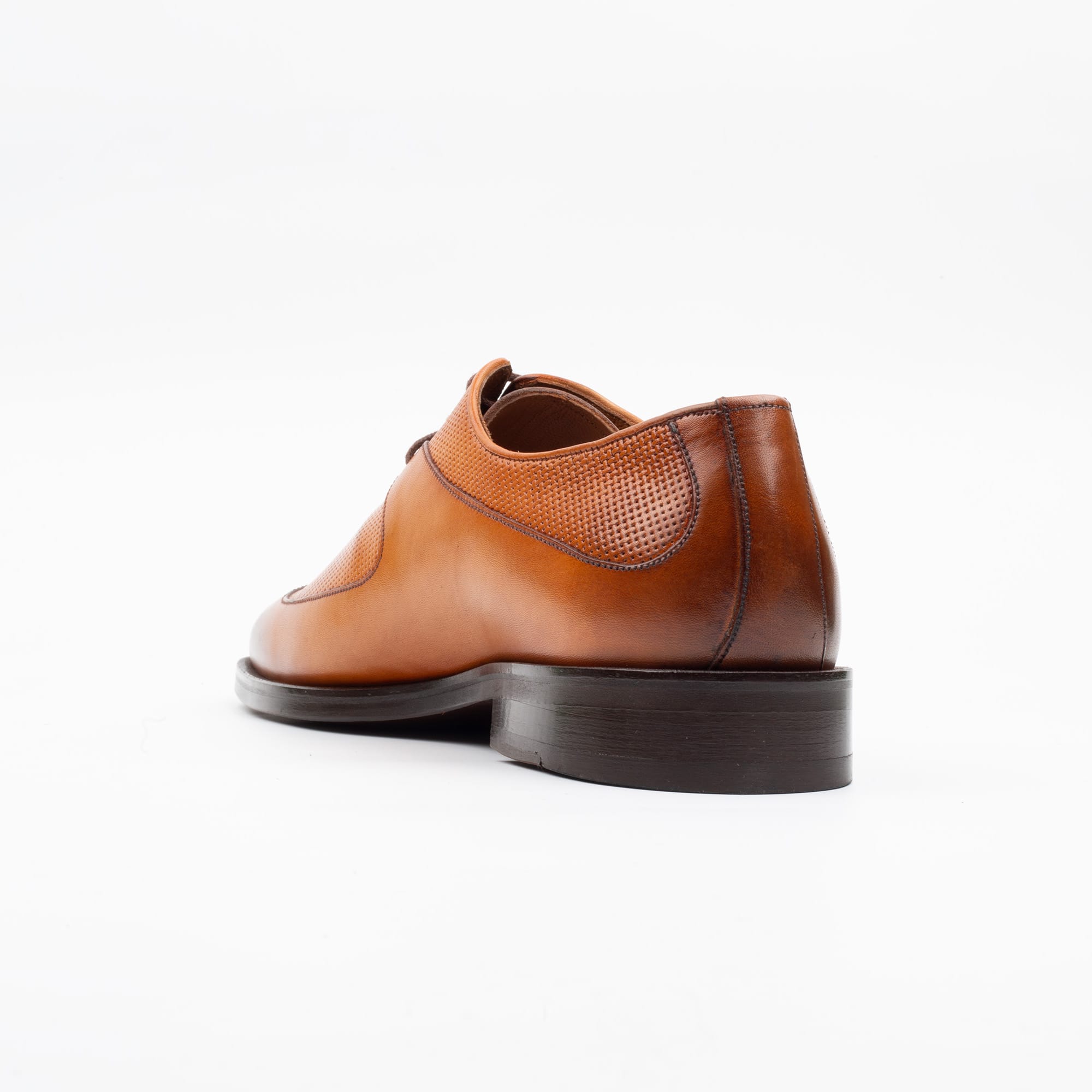 Men's Tan Leather Oxford Shoes with Brogue Detailing-Classic and Elegant Formal Footwear (V2-92) - Image 6
