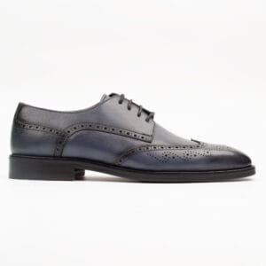 Men's Navy Blue Leather Brogue Shoes - Classic Formal Footwear with Modern Flair (V2-95)