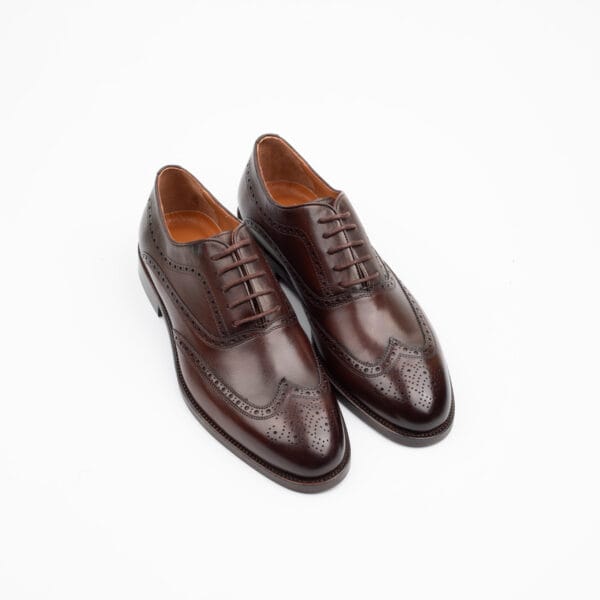 Men's Brown Wingtip Brogue Oxfords - Elegant Leather Formal Shoes (V24-86) - Image 2
