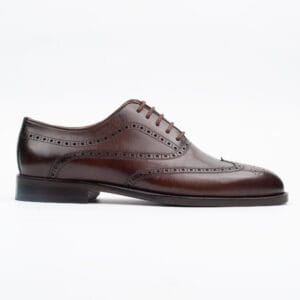 Men's Brown Wingtip Brogue Oxfords - Elegant Leather Formal Shoes (V24-86)