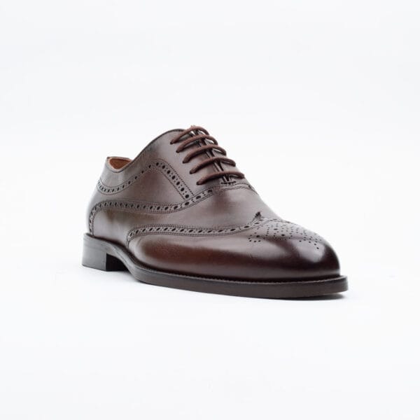 Men's Brown Wingtip Brogue Oxfords - Elegant Leather Formal Shoes (V24-86) - Image 4
