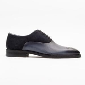 Blue Leather and Suede Oxford Shoes – Modern Elegance for Men(V1-102)