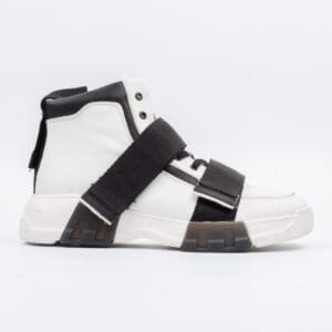 Men's White High-Top Sneakers with Straps Bold Streetwear for a Modern Look (M10434)