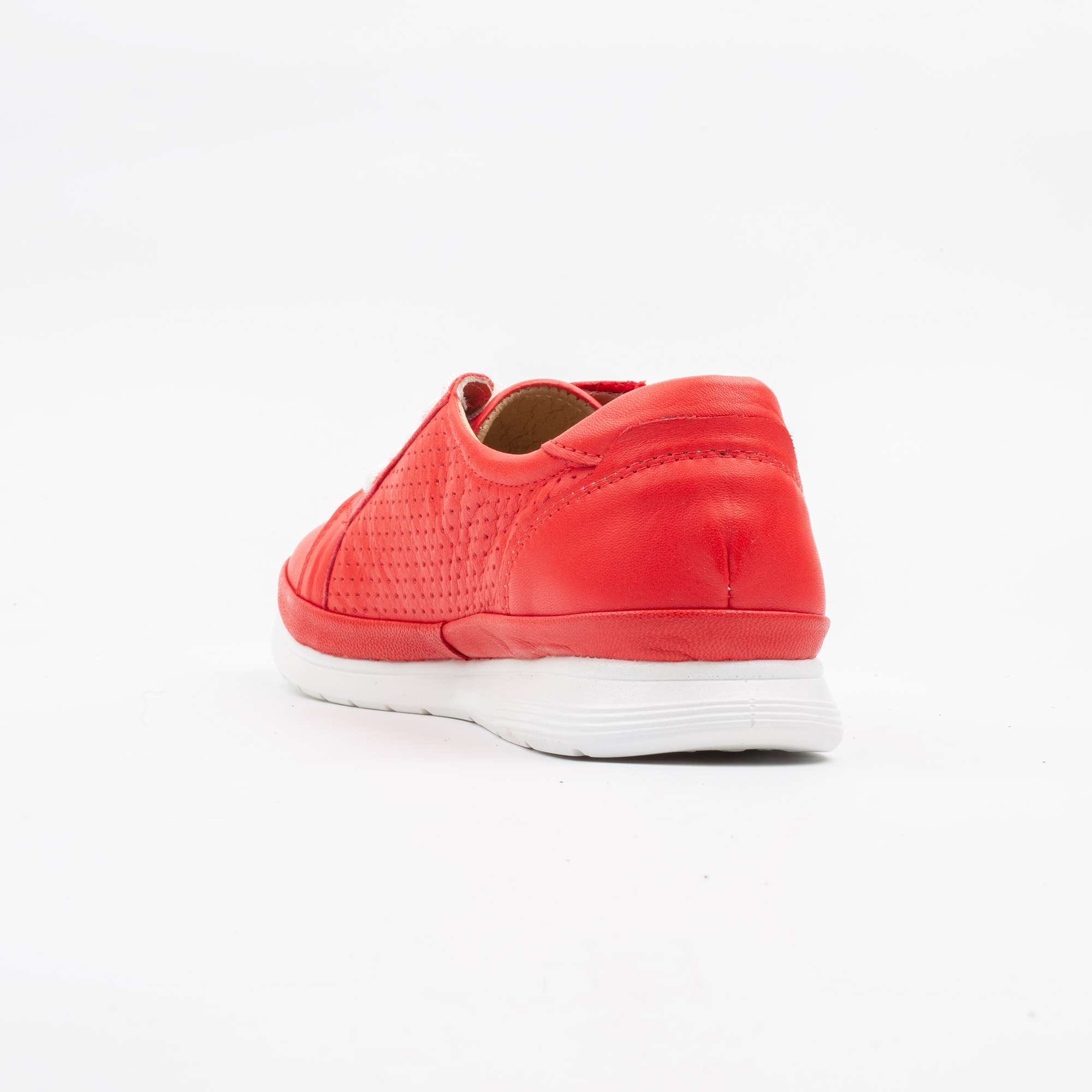 Trendy Red Leather Sneakers for Women with Zip Detail Casual & Comfortable(M23) - Image 6