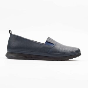 Elegant Navy Blue Slip-On Ladies Shoes Comfortable and Stylish Leather Footwear for Everyday Wear (M5003)