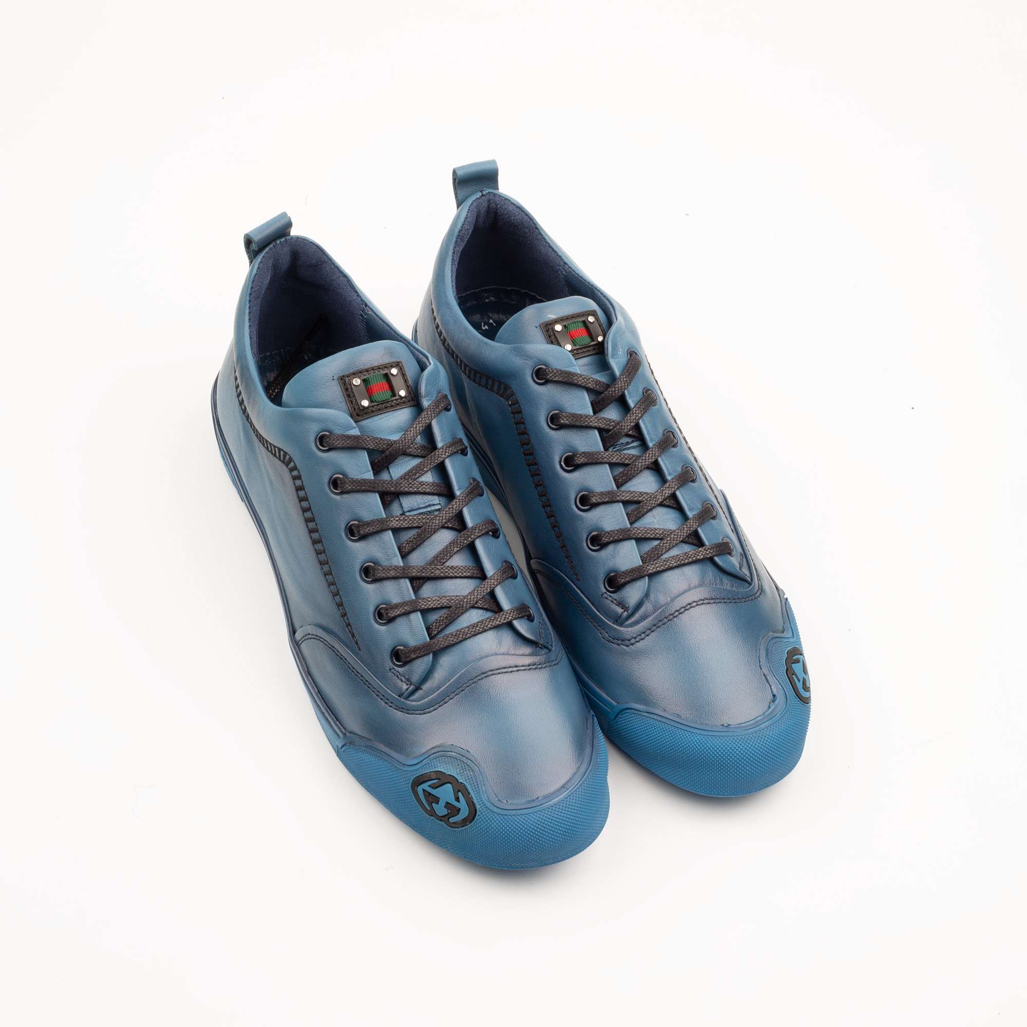 Blue Leather Low-Top Sneakers – Stylish and Comfortable for All-Day Wear (M15083) - Image 2