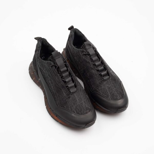 Black Geometric Running Sneakers Sleek Stylish, and Performance-Driven Footwear (M12548) - Image 2