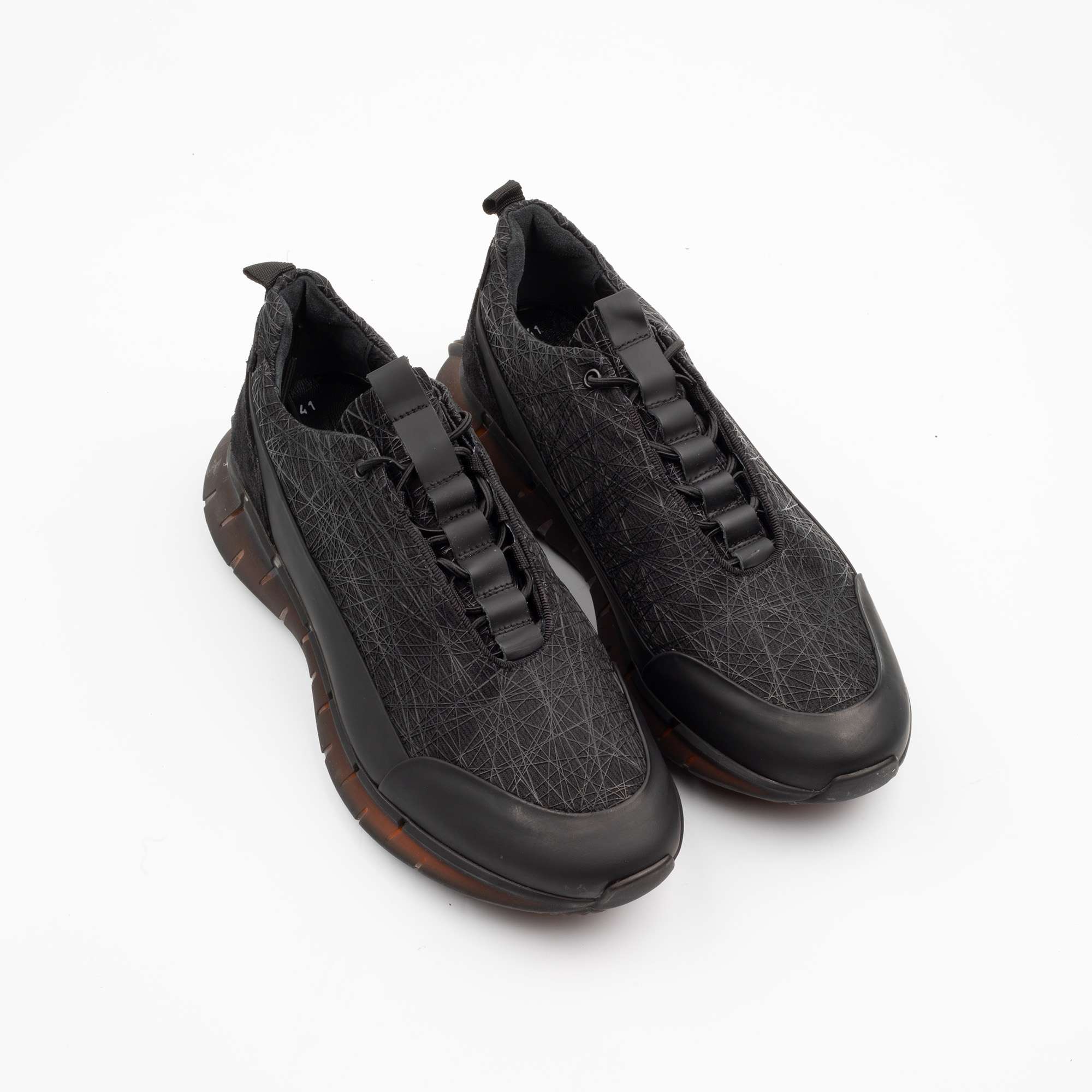 Black Geometric Running Sneakers Sleek Stylish, and Performance-Driven Footwear (M12548) - Image 2