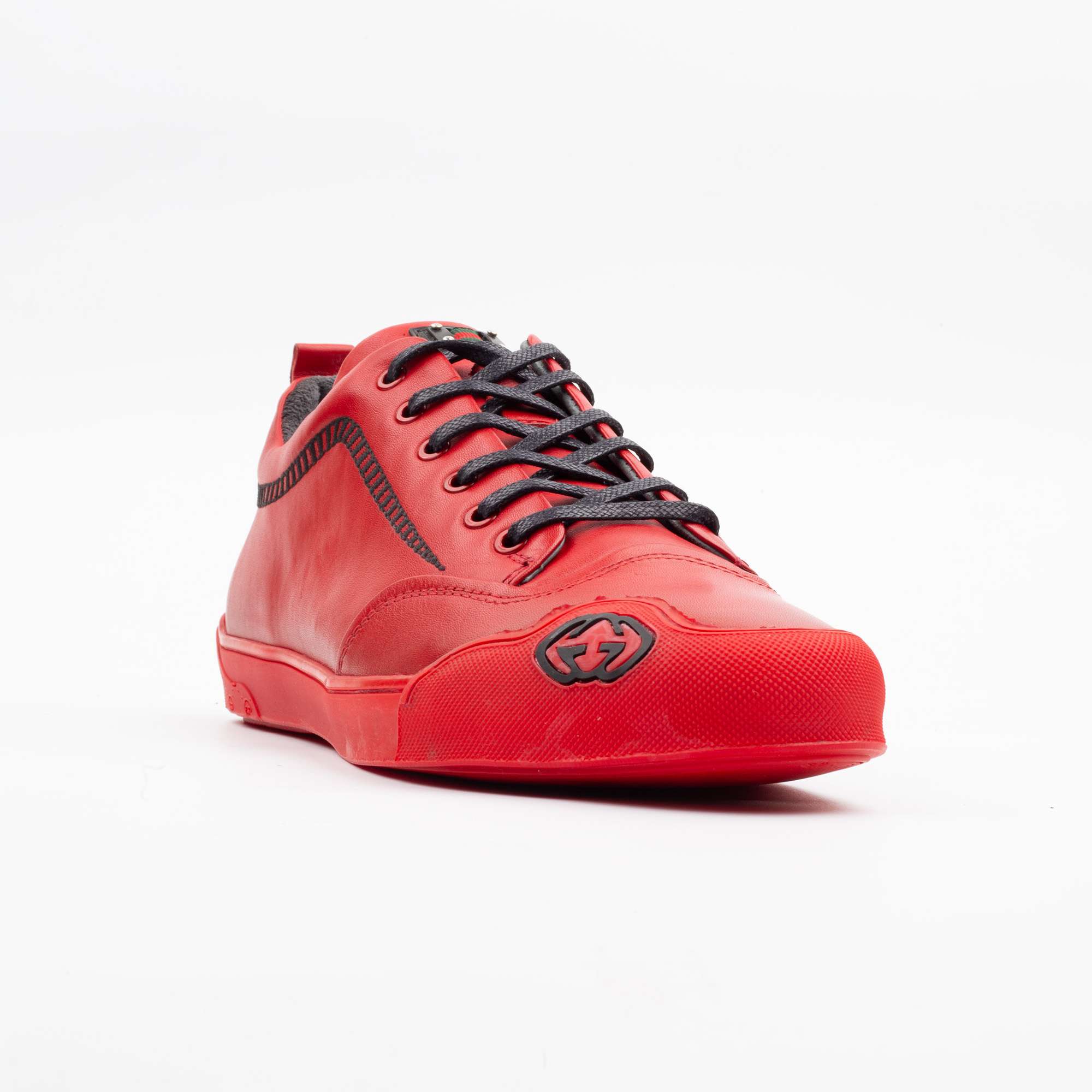 Red Leather Low-Top Sneakers – Bold Style for the Fashion-Forward (M15083) - Image 4