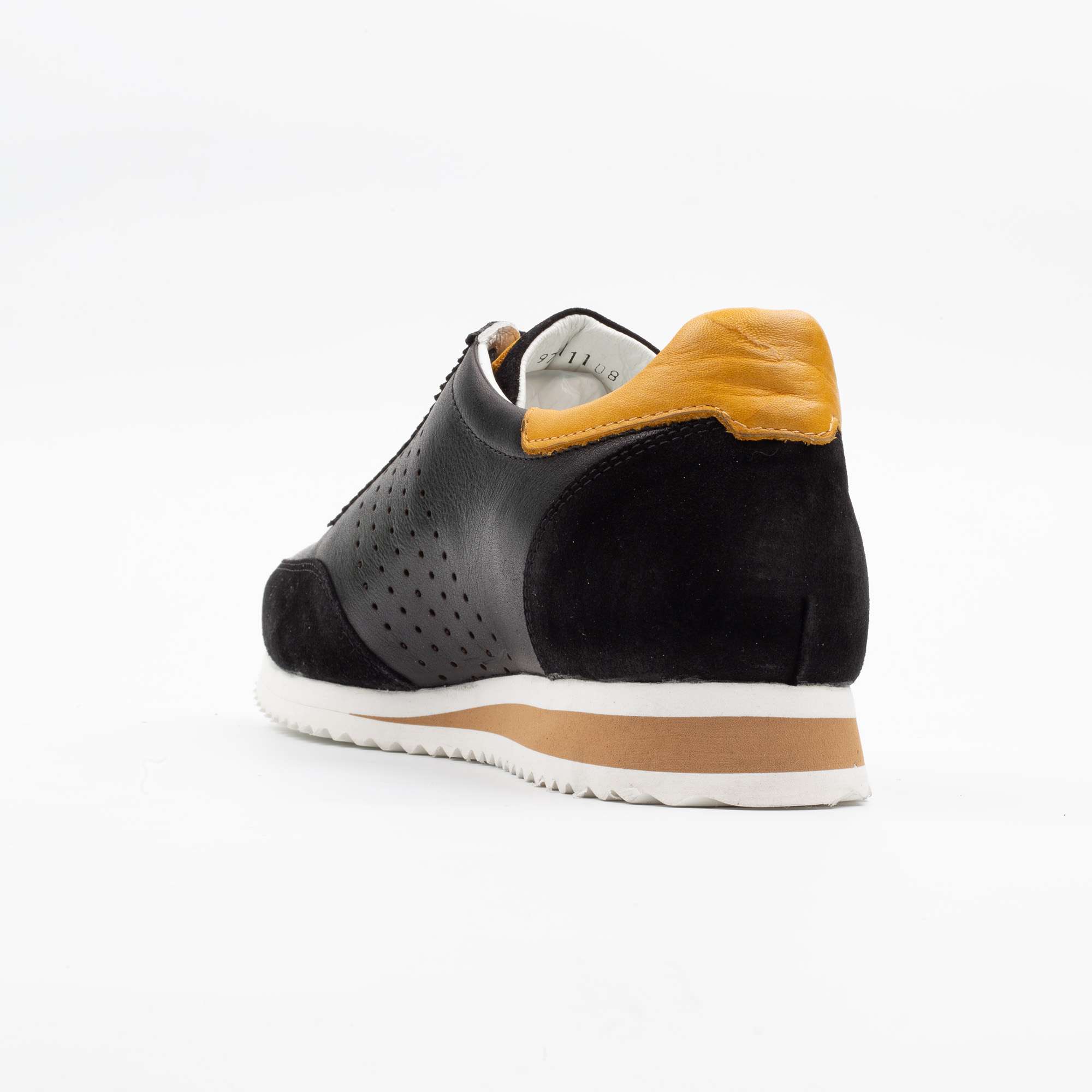Black Leather Sneakers with Yellow Accent – Stylish, Durable, and Comfortable (M11108) - Image 6