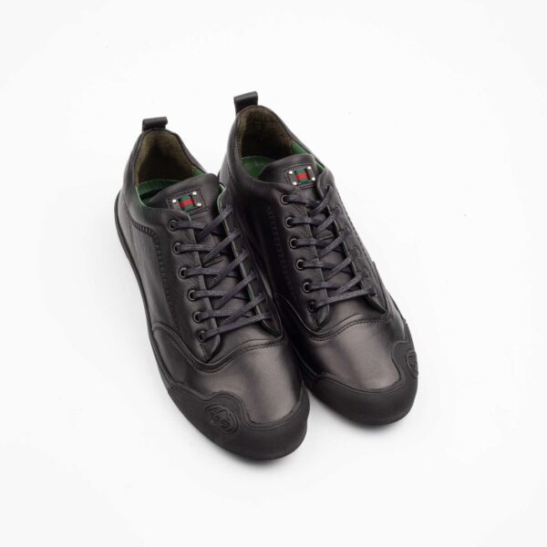 Black Leather Low-Top Sneakers – Sleek Style Meets Everyday Comfort (M15083) - Image 2