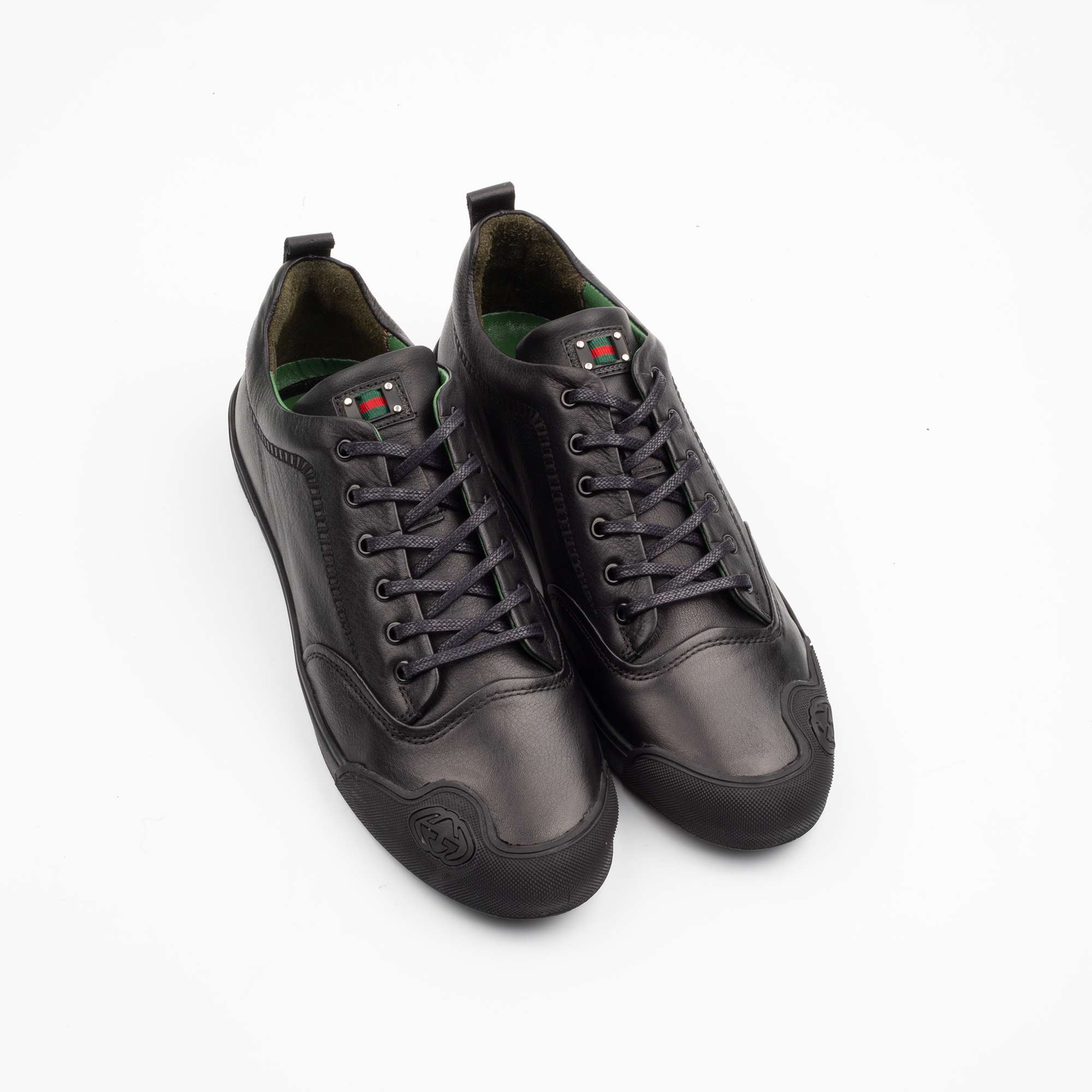 Black Leather Low-Top Sneakers – Sleek Style Meets Everyday Comfort (M15083) - Image 2