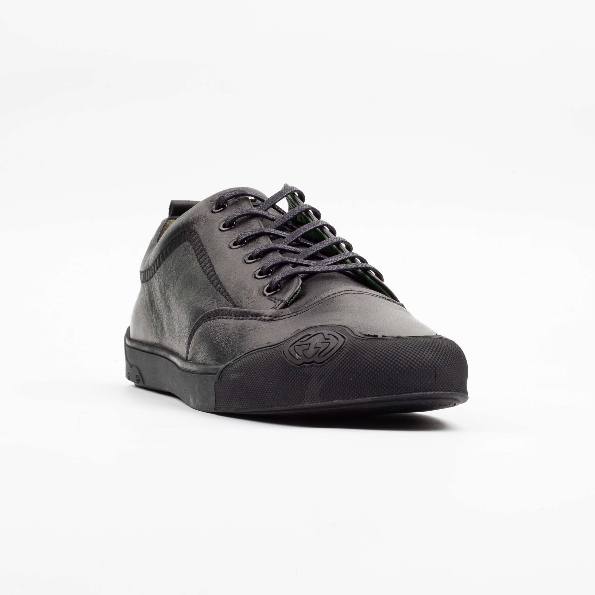 Black Leather Low-Top Sneakers – Sleek Style Meets Everyday Comfort (M15083) - Image 4