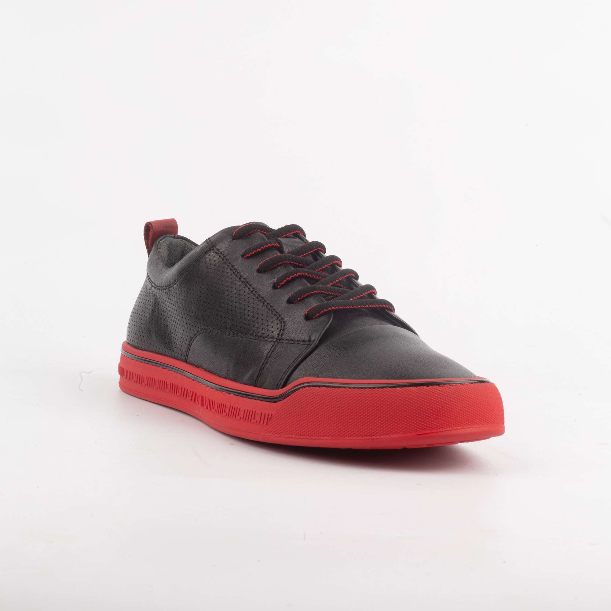 Black and Red Leather Sneakers – Bold Contrast, Premium Comfort (M13017) - Image 3