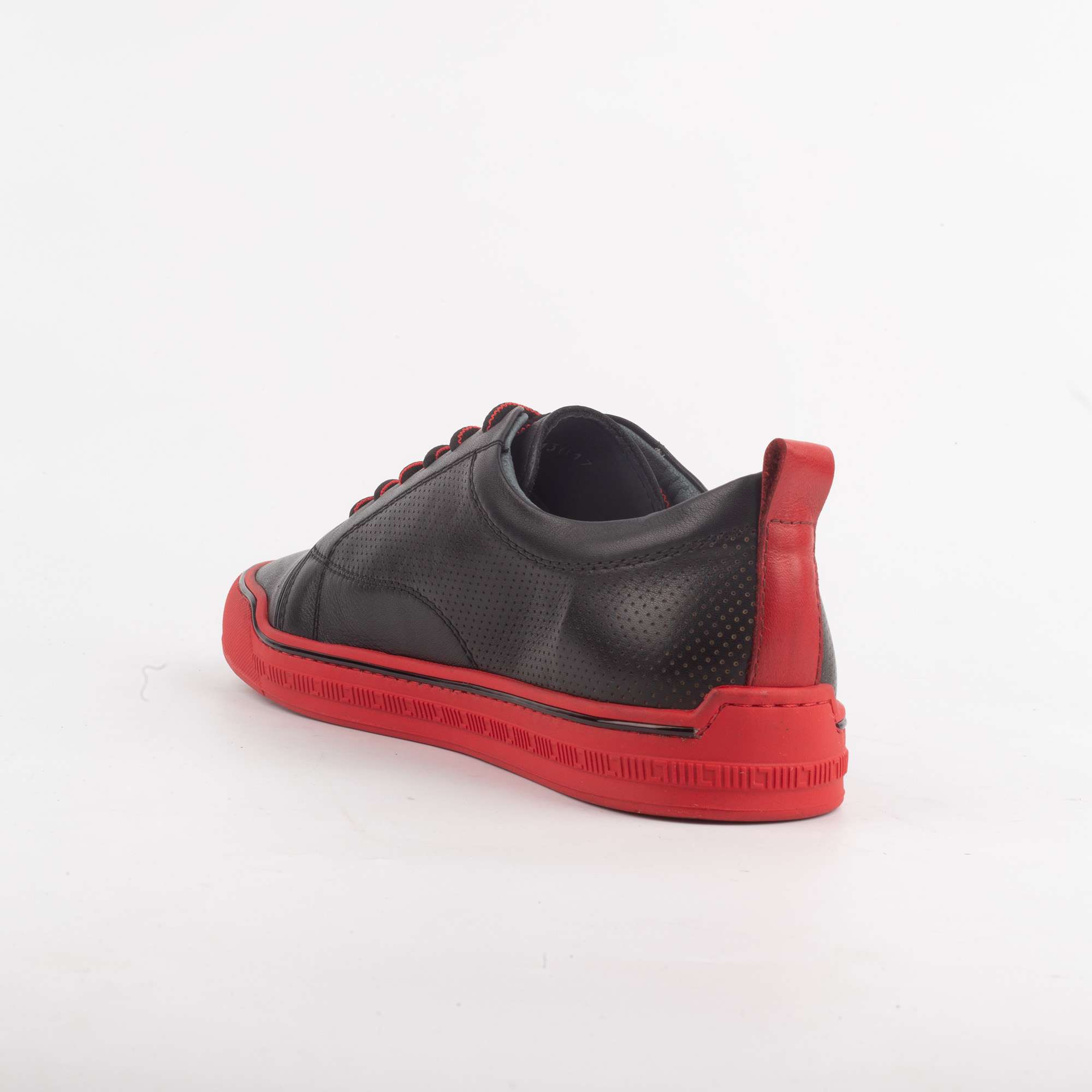 Black and Red Leather Sneakers – Bold Contrast, Premium Comfort (M13017) - Image 4