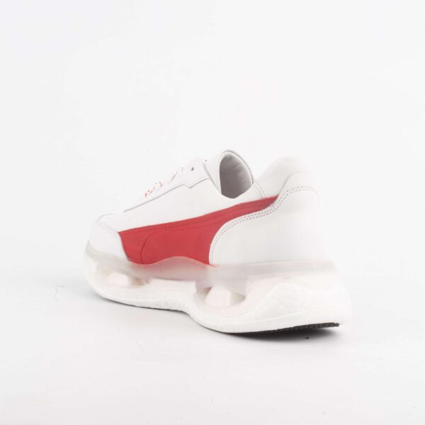 Men's White and Red Sneakers with Air Cushion Sole for Maximum Comfort(17346) - Image 3