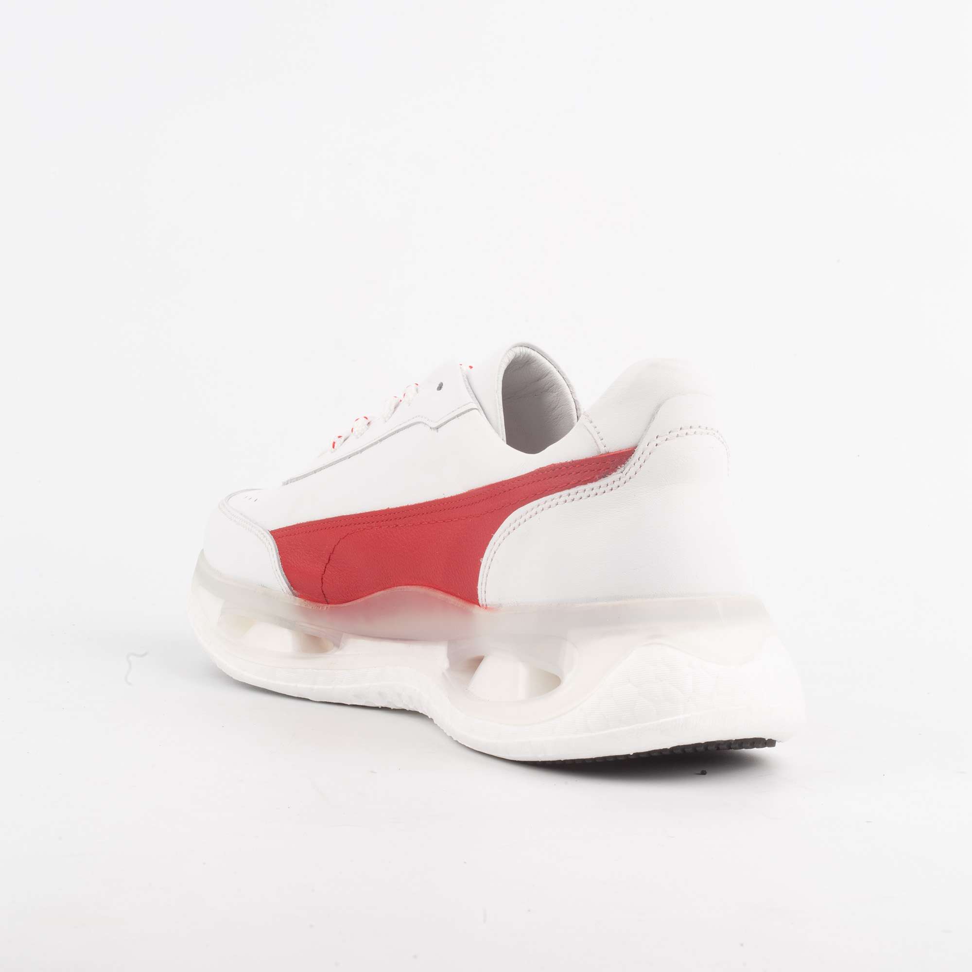 Men's White and Red Sneakers with Air Cushion Sole for Maximum Comfort(17346) - Image 3