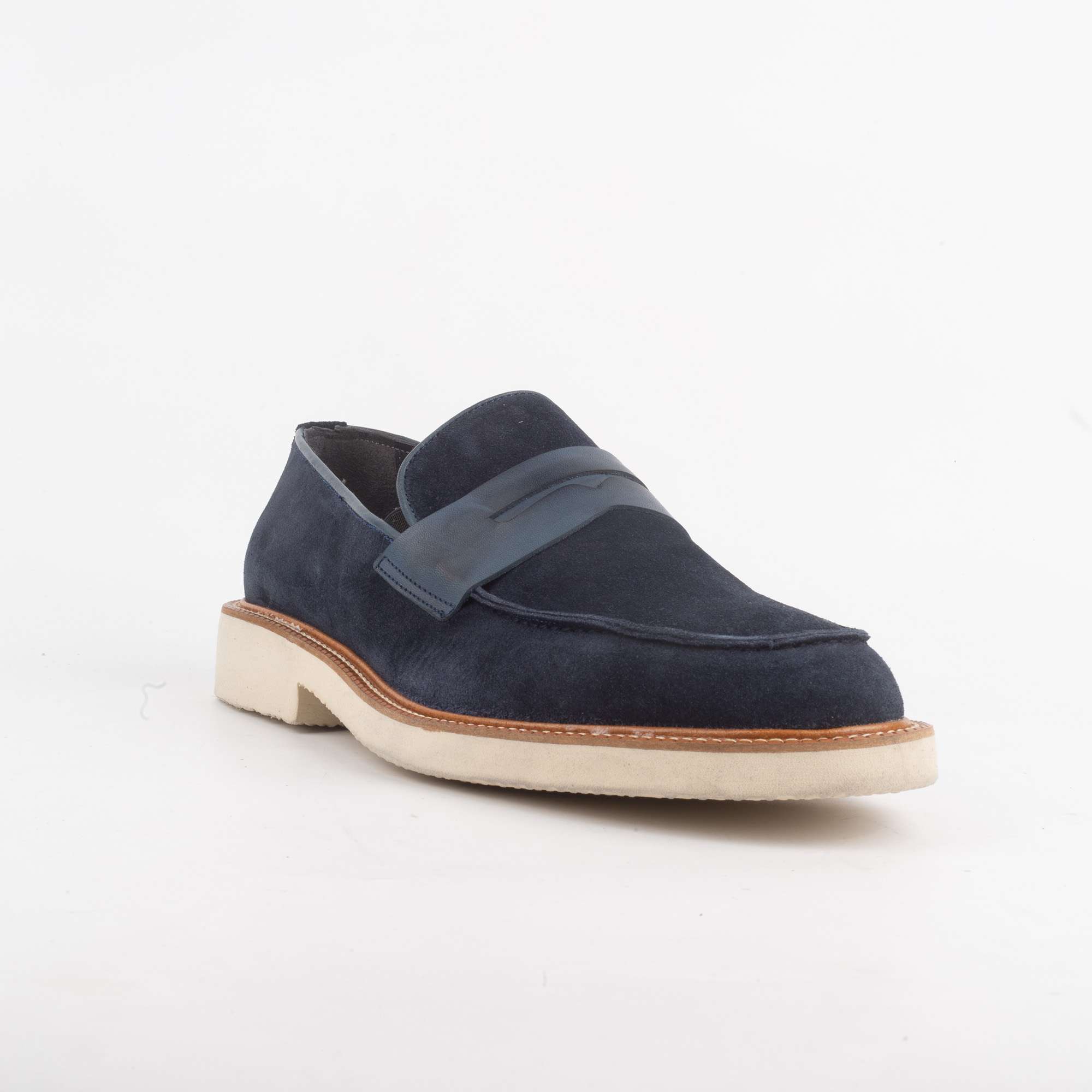 Men's Navy Blue Suede Penny Loafers Premium Suede Leather Dress Shoes for Timeless Style main image 1