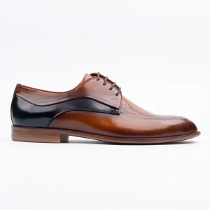 Calvano men's two-tone leather derby shoes with embossed vamp detailing.