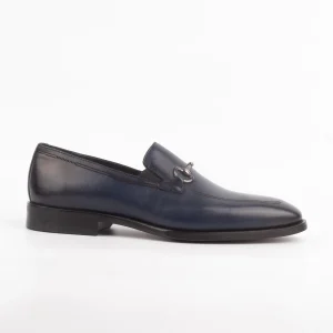 Calvano Navy Leather Formal V50129 with buckle detail
