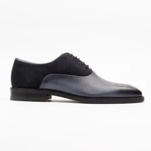 Calvano navy leather and suede oxford formal shoe