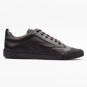 Black Calvano Onyx Luxe comfortable leather sneakers, expertly crafted for urban South African style.