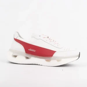 Calvano Red & White Leather Sneakers with white accents and chunky sole