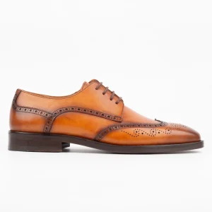 Calvano men's Tan Leather Brogues with intricate wingtip detailing, showcasing premium South African craftsmanship.