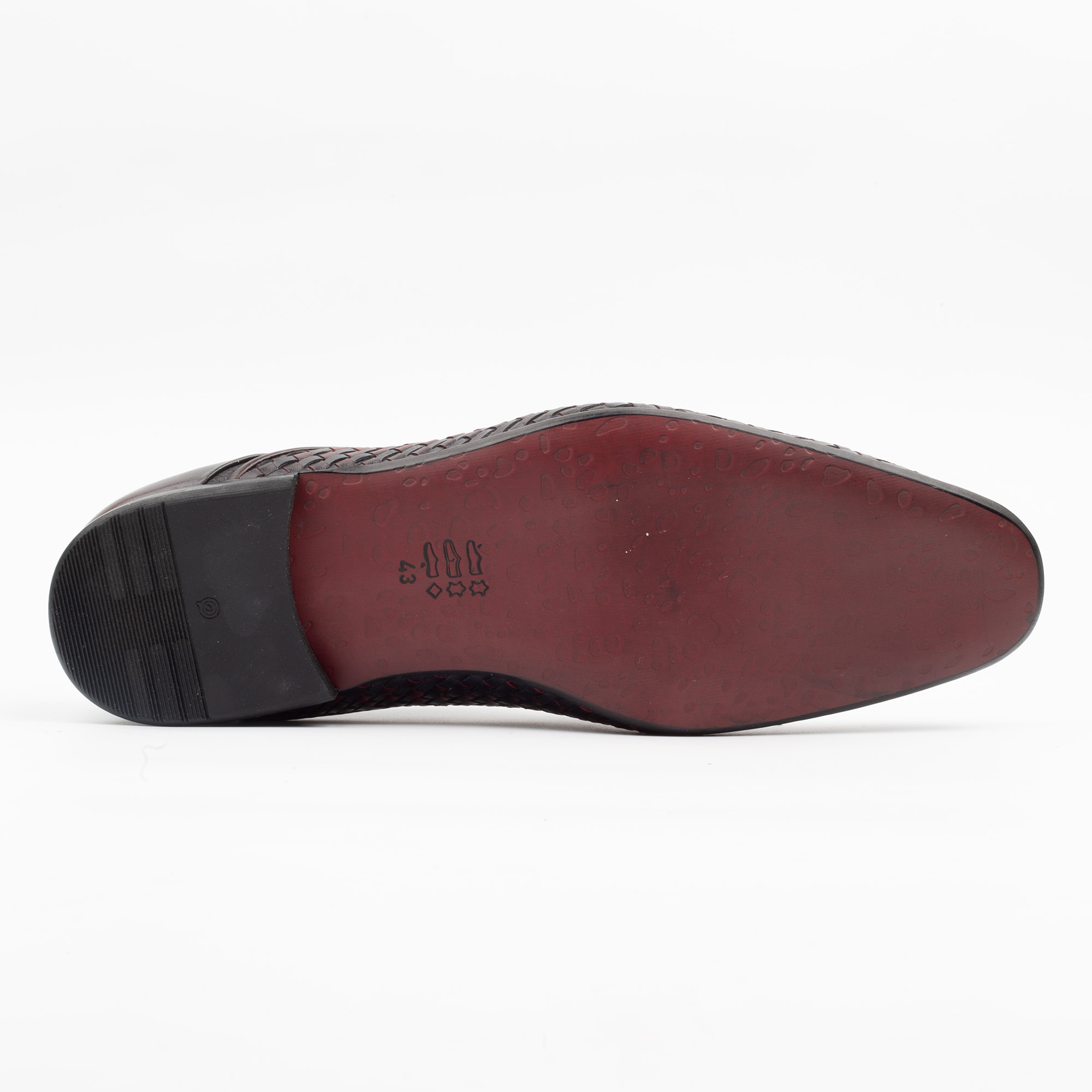 Handcrafted Grey and Burgundy Woven Leather Oxford Shoes for Men.(2974T1) - Image 7