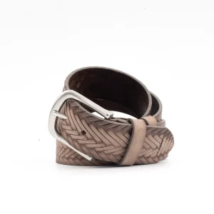 Calvano Woven Leather Belt in Taupe, styled for the modern South African man.